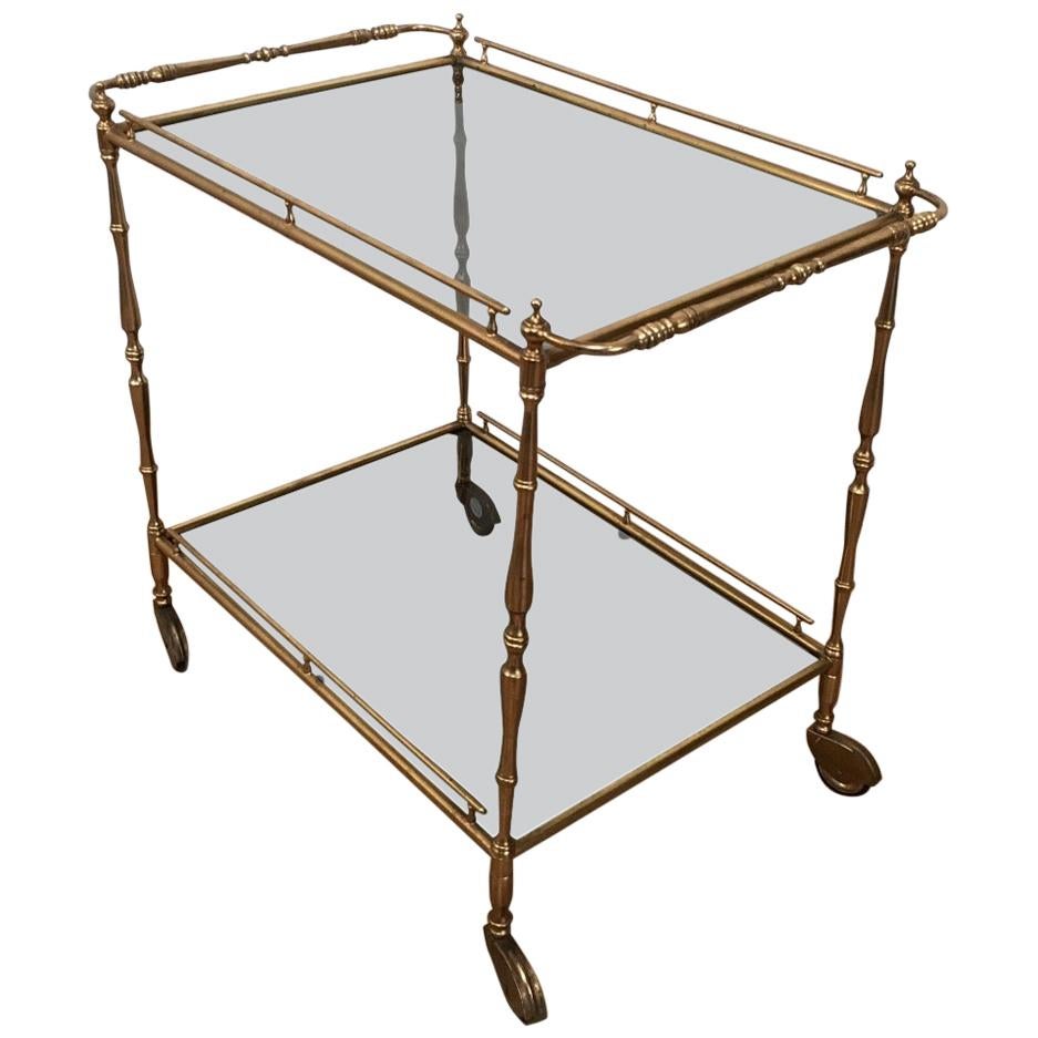 Small Brass Trolley with Tainted Glass, circa 1940