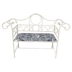 Small Brighton Pavillion White Wrought Iron Settee