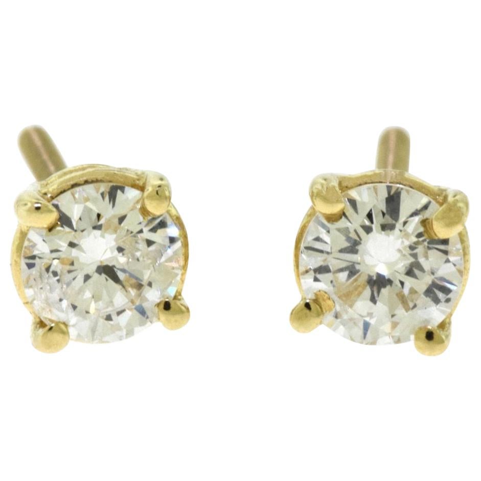 Small Brilliant Diamond in 18 Karat Yellow Gold Studs Earrings