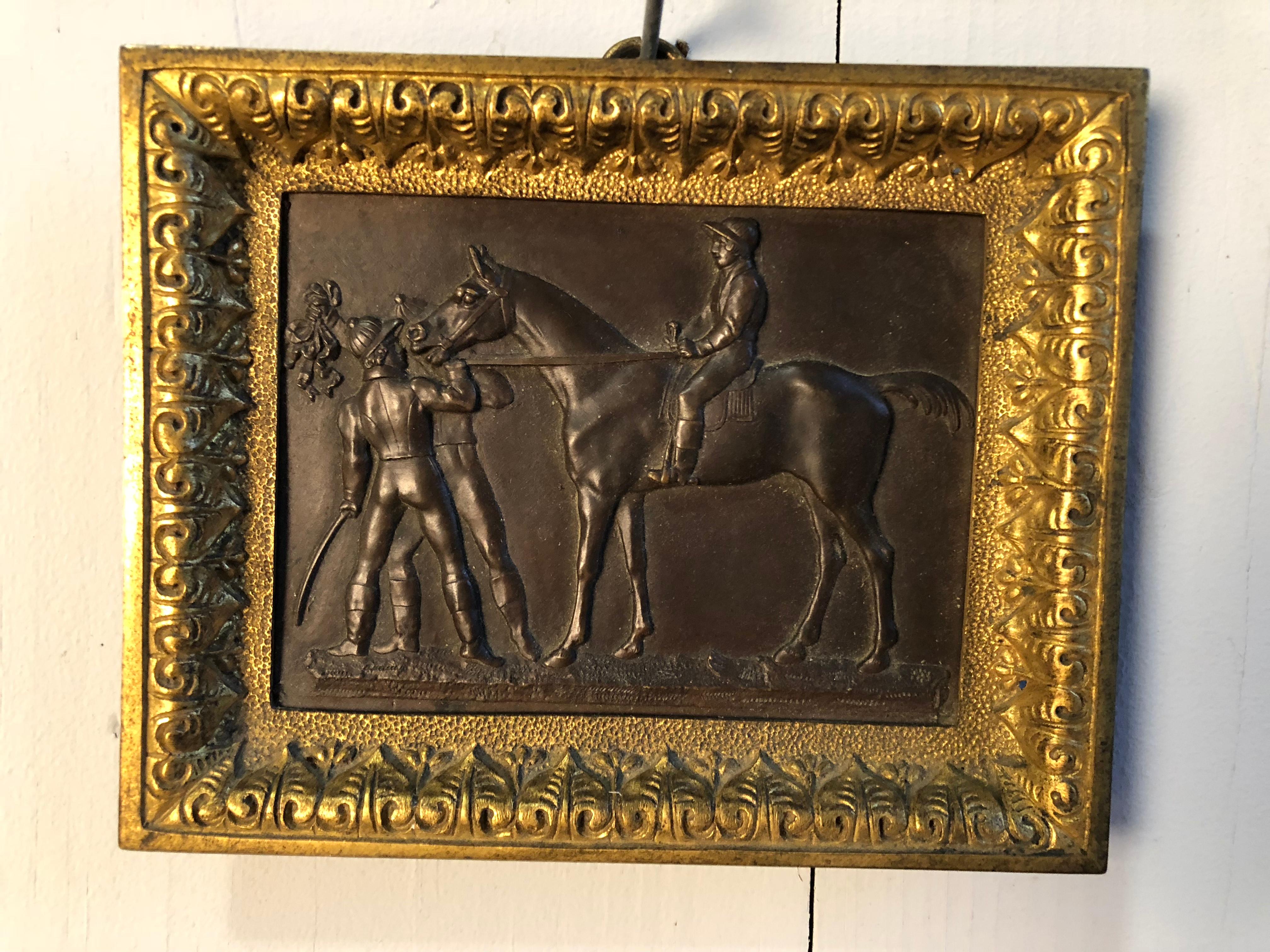 Louis XVI Small Bronze and Brass Racehorse Plaque, French 19th C.