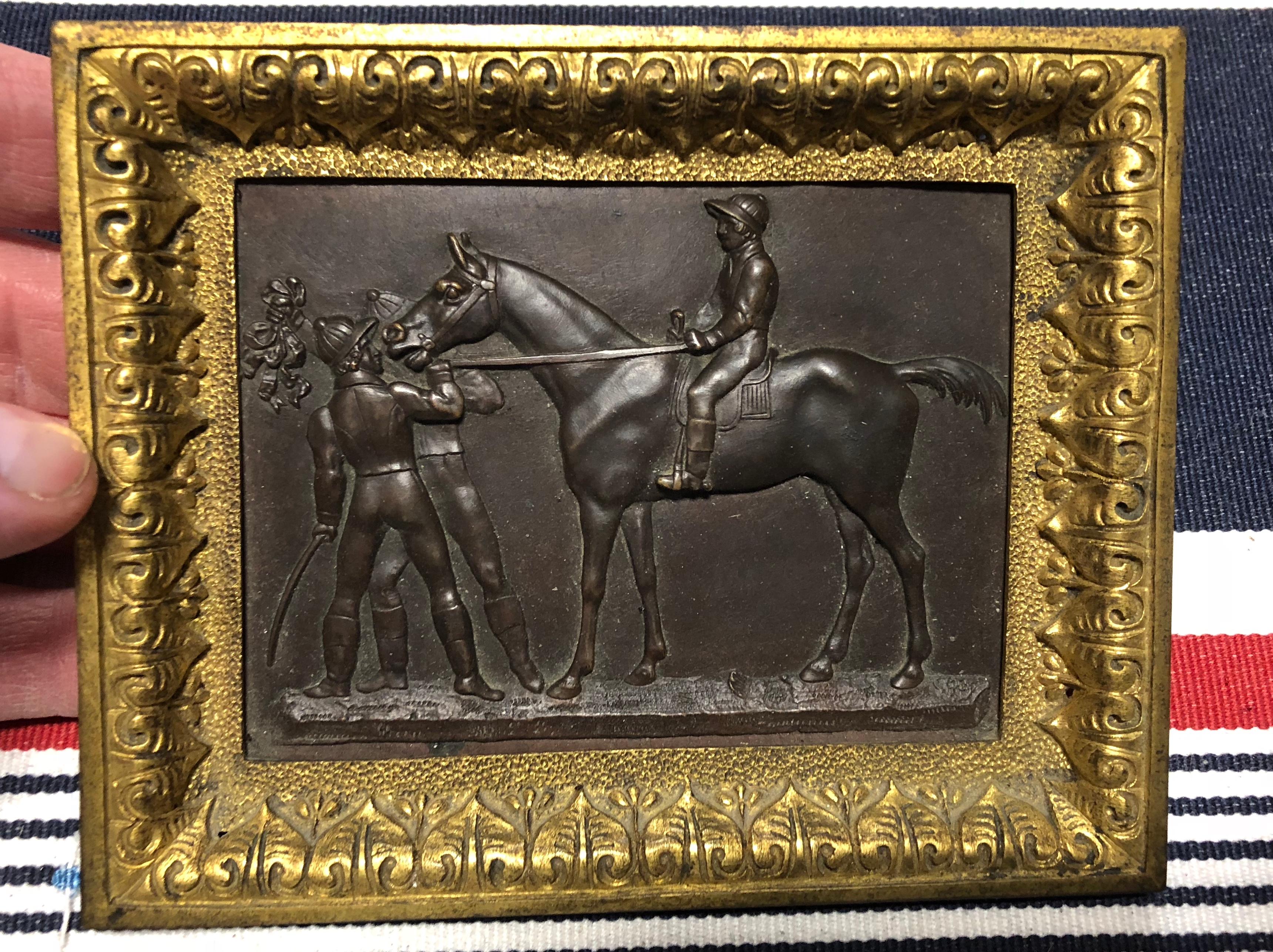 Small Bronze and Brass Racehorse Plaque, French 19th C. In Excellent Condition In Doylestown, PA
