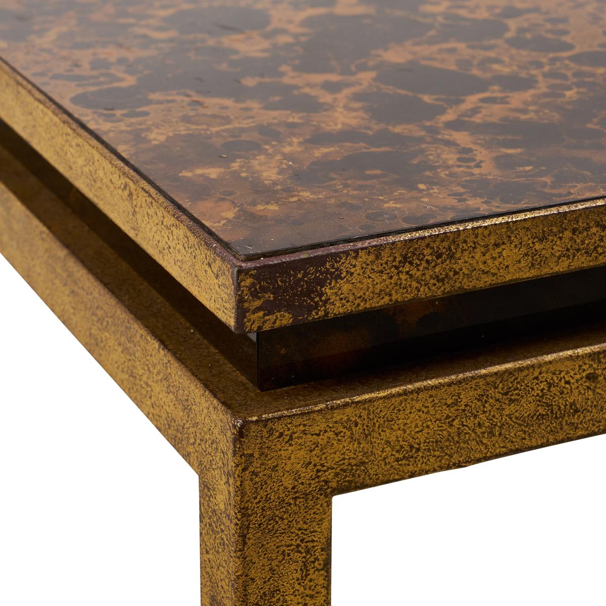 Mid-Century Modern Small Bronze and Eglomisé Coffee Table, circa 1950 For Sale