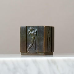 Small Bronze Art Deco Vase Pen Holder by GAB Guldsmedsaktiebolaget, Sweden 1930s