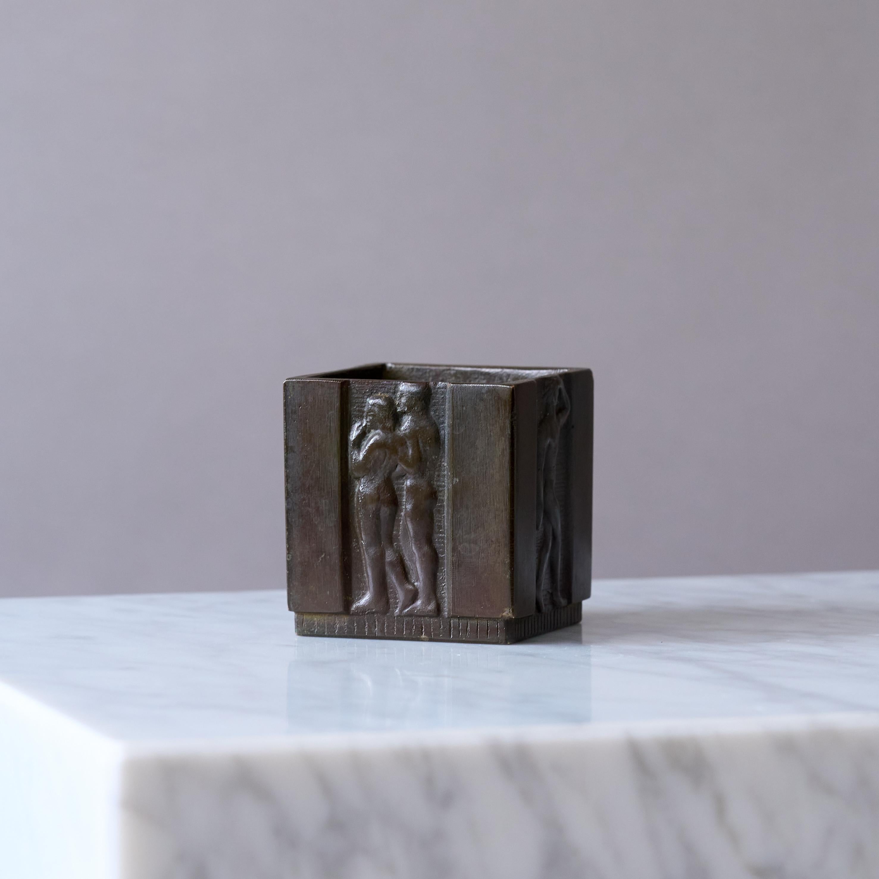 Svedese Piccolo portapenne in bronzo Art Deco di GAB Guldsmedsaktiebolaget, Svezia anni '30 in vendita