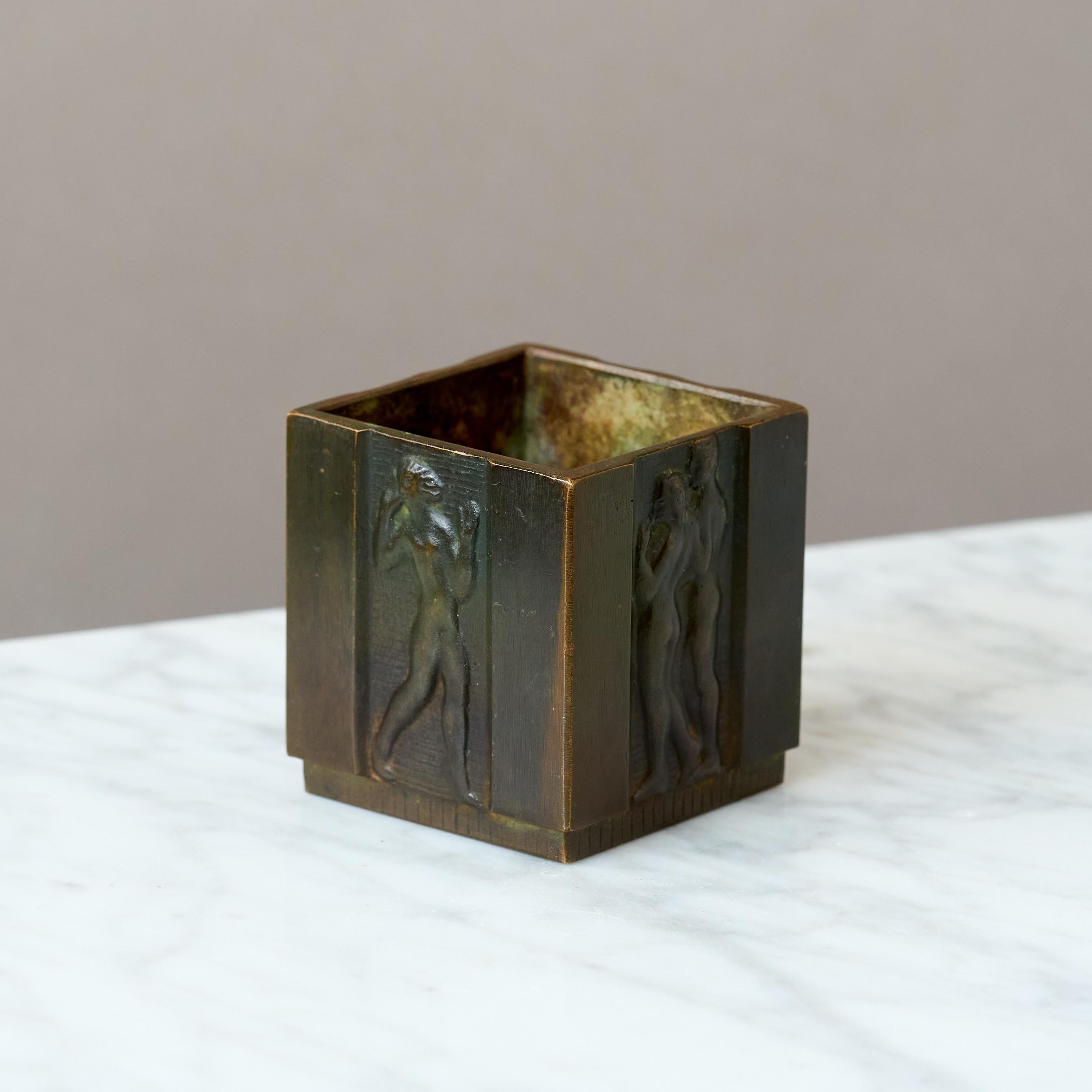 Svedese Piccolo portapenne in bronzo Art Deco di GAB Guldsmedsaktiebolaget, Svezia anni '30 in vendita