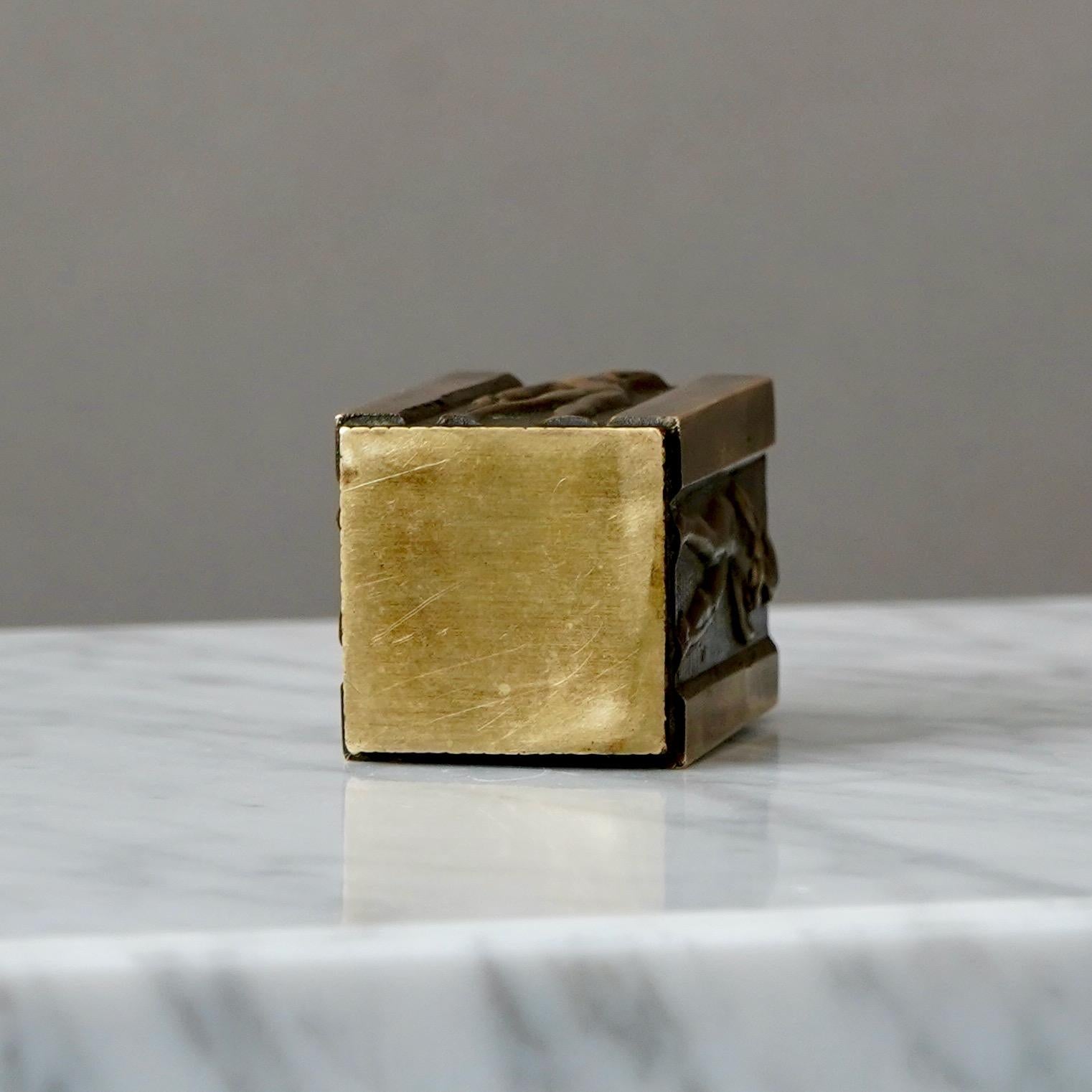 Piccolo portapenne in bronzo Art Deco di GAB Guldsmedsaktiebolaget, Svezia anni '30 in vendita 1