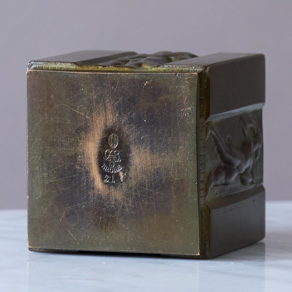 Piccolo portapenne in bronzo Art Deco di GAB Guldsmedsaktiebolaget, Svezia anni '30 in vendita 1