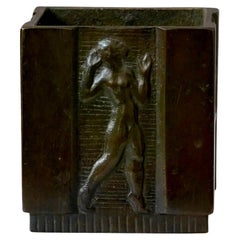 Small Bronze Art Deco Vase Pen Holder by GAB Guldsmedsaktiebolaget, Sweden 1930s