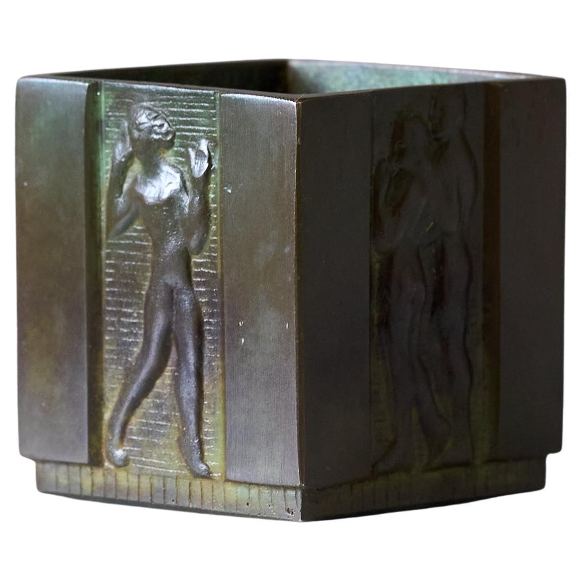 Piccolo portapenne in bronzo Art Deco di GAB Guldsmedsaktiebolaget, Svezia anni 
30