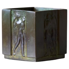 Small Bronze Art Deco Vase Pen Holder by GAB Guldsmedsaktiebolaget, Sweden 1930s