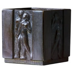 Small Bronze Art Deco Vase Pen Holder by GAB Guldsmedsaktiebolaget, Sweden 1930s