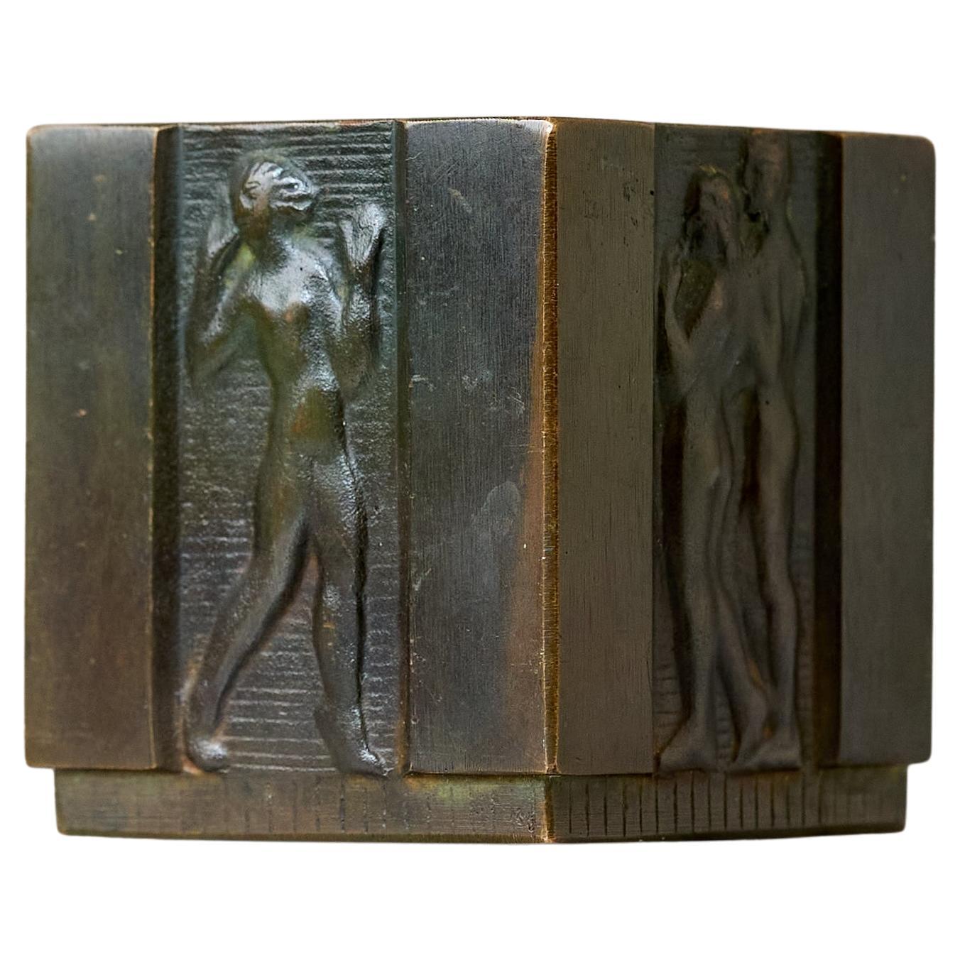 Piccolo portapenne in bronzo Art Deco di GAB Guldsmedsaktiebolaget, Svezia anni 
30