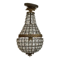Small Bronze & Beaded Crystal French Light Fixture