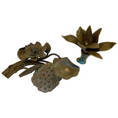 Vintage Small Bronze Botanicals Sculptures in a Dark Patina