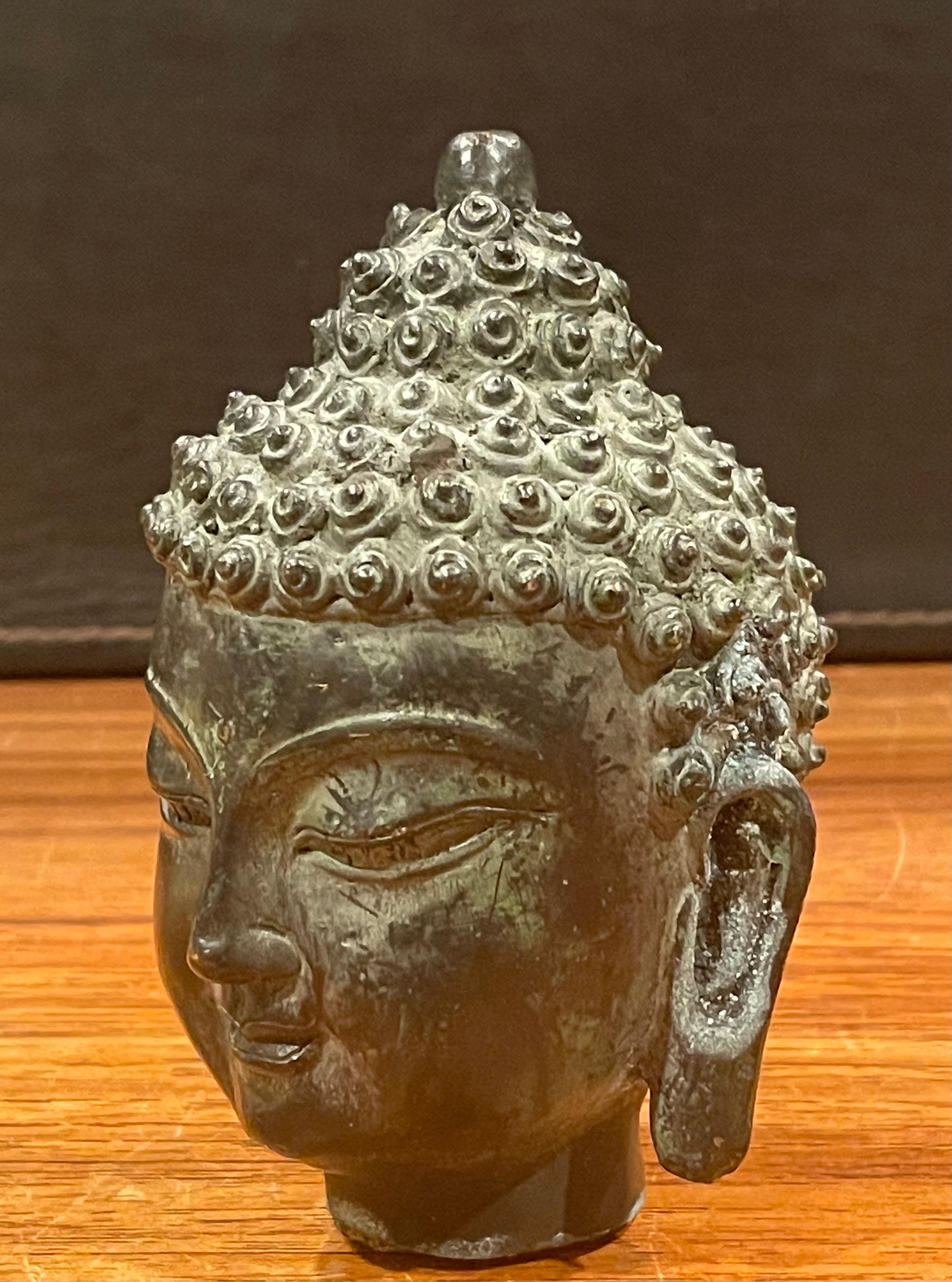 Mid-Century Modern Small Bronze Buddha Head