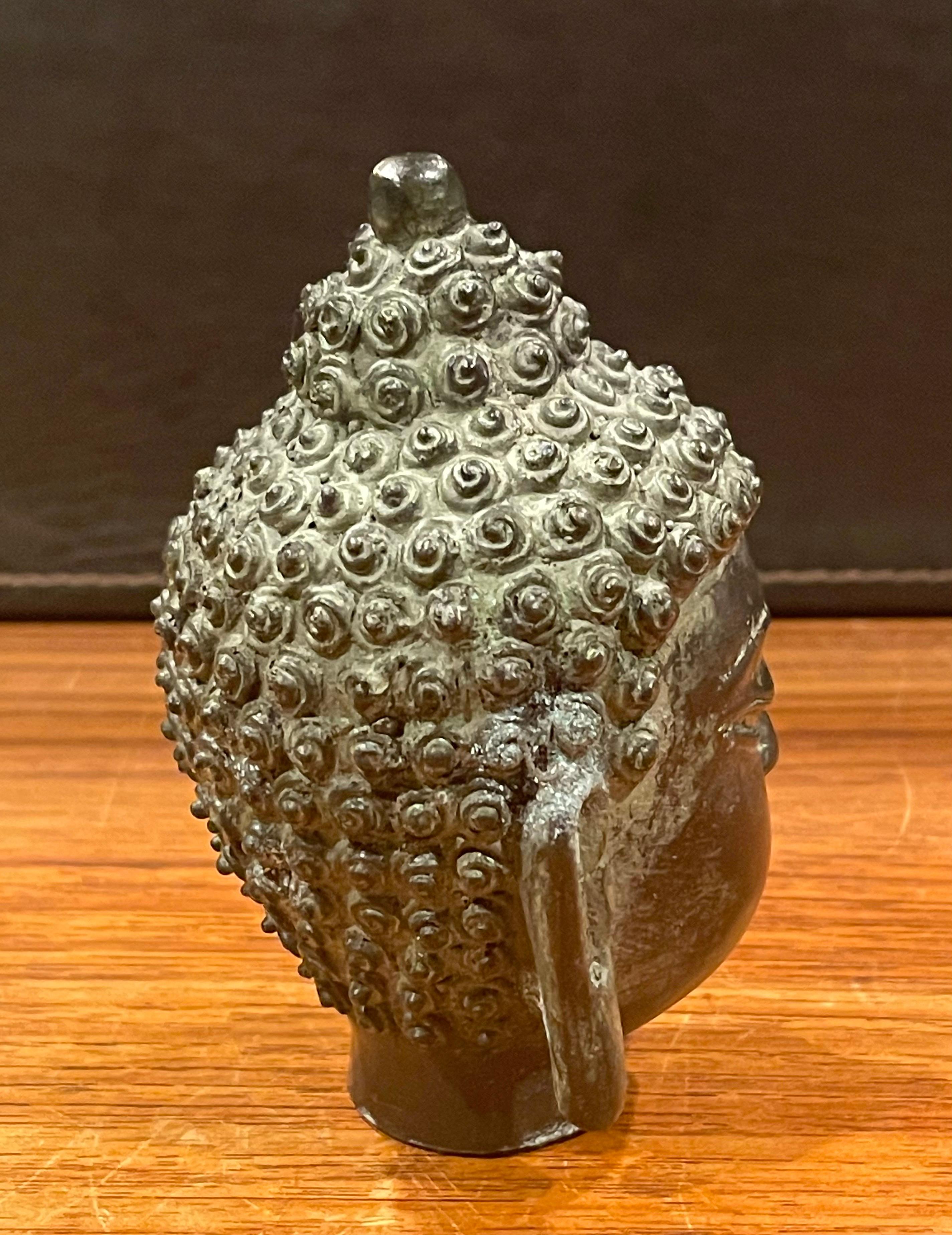 20th Century Small Bronze Buddha Head