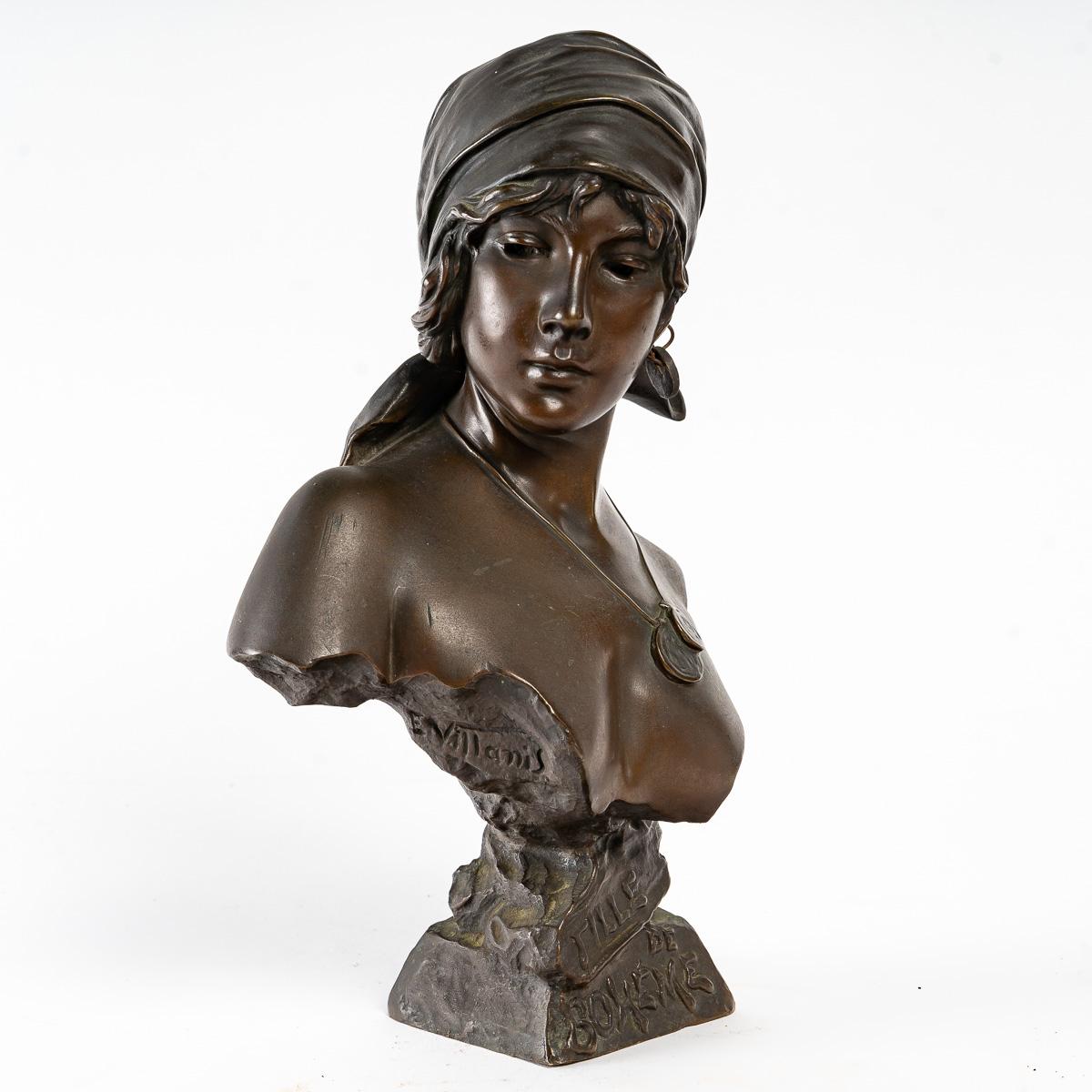 19th Century Small Bronze Bust of a Woman, 