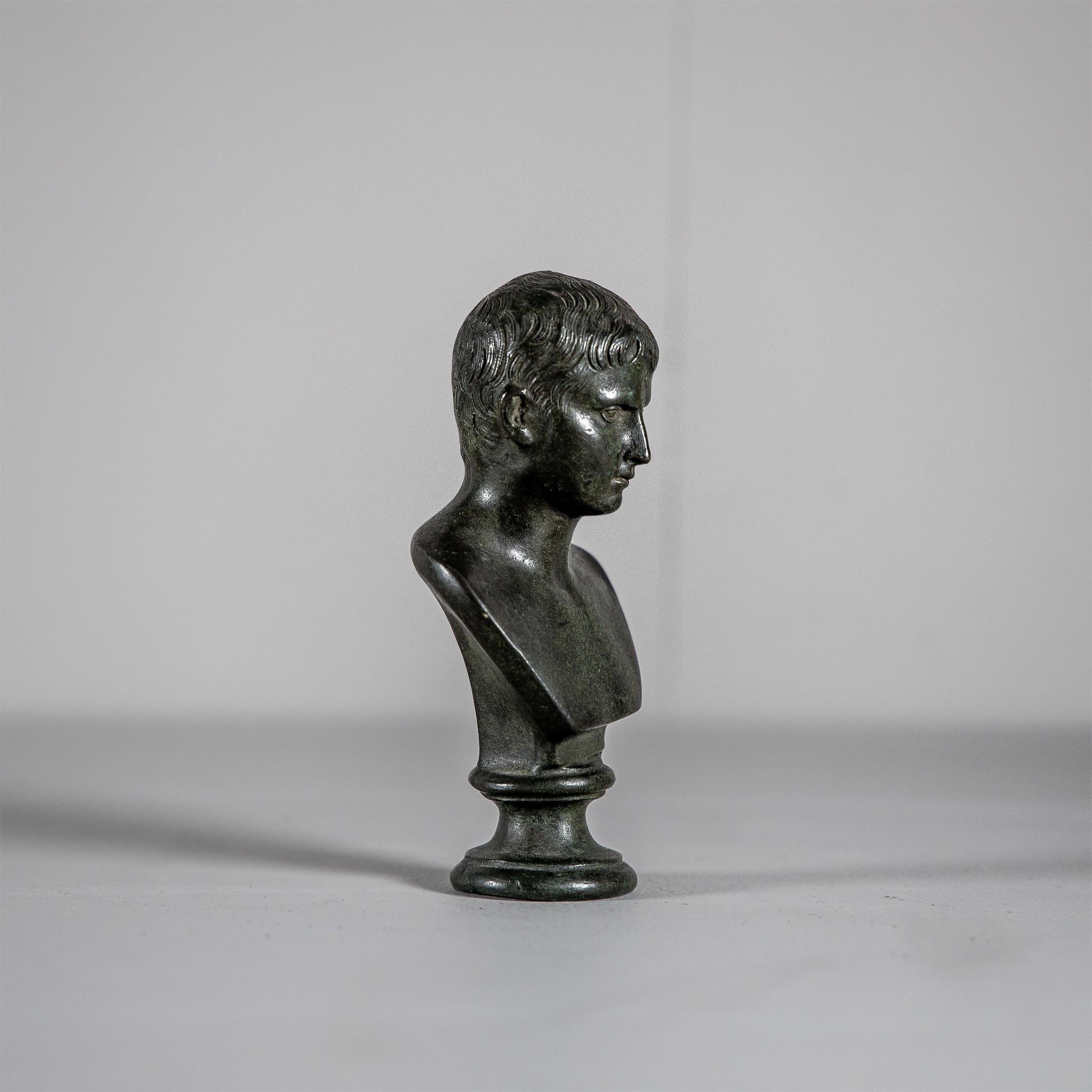 Italian Small Bronze Bust of the Boy Octavian, 19th Century For Sale