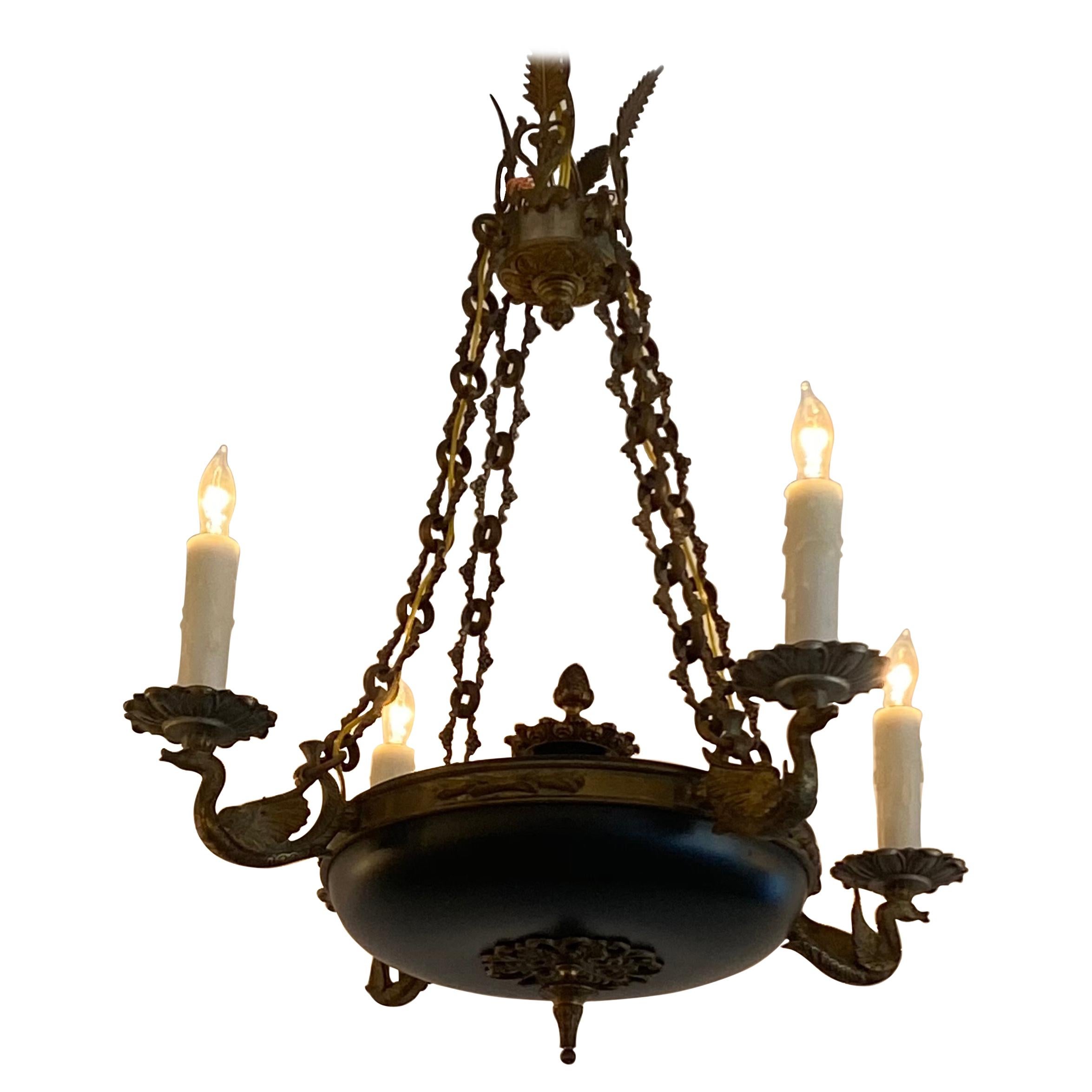 Small Bronze Chandelier For Sale