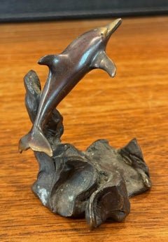 Small Bronze Dolphins Sculpture