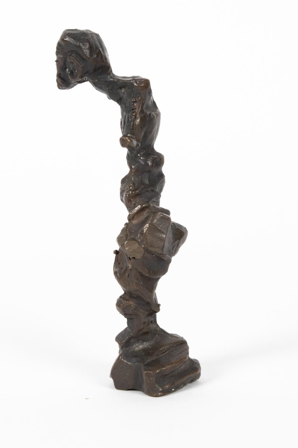 Brutalist Small Bronze Figurative Abstract Sculpture For Sale