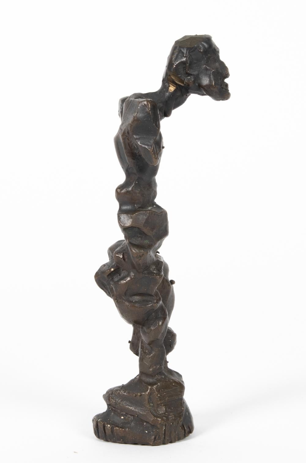 Cast Small Bronze Figurative Abstract Sculpture For Sale