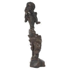 Vintage Small Bronze Figurative Abstract Sculpture