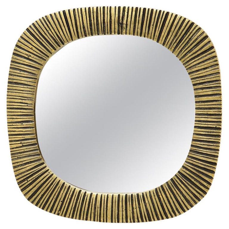 Bronze Mirror, Ribbed For Sale at 1stDibs