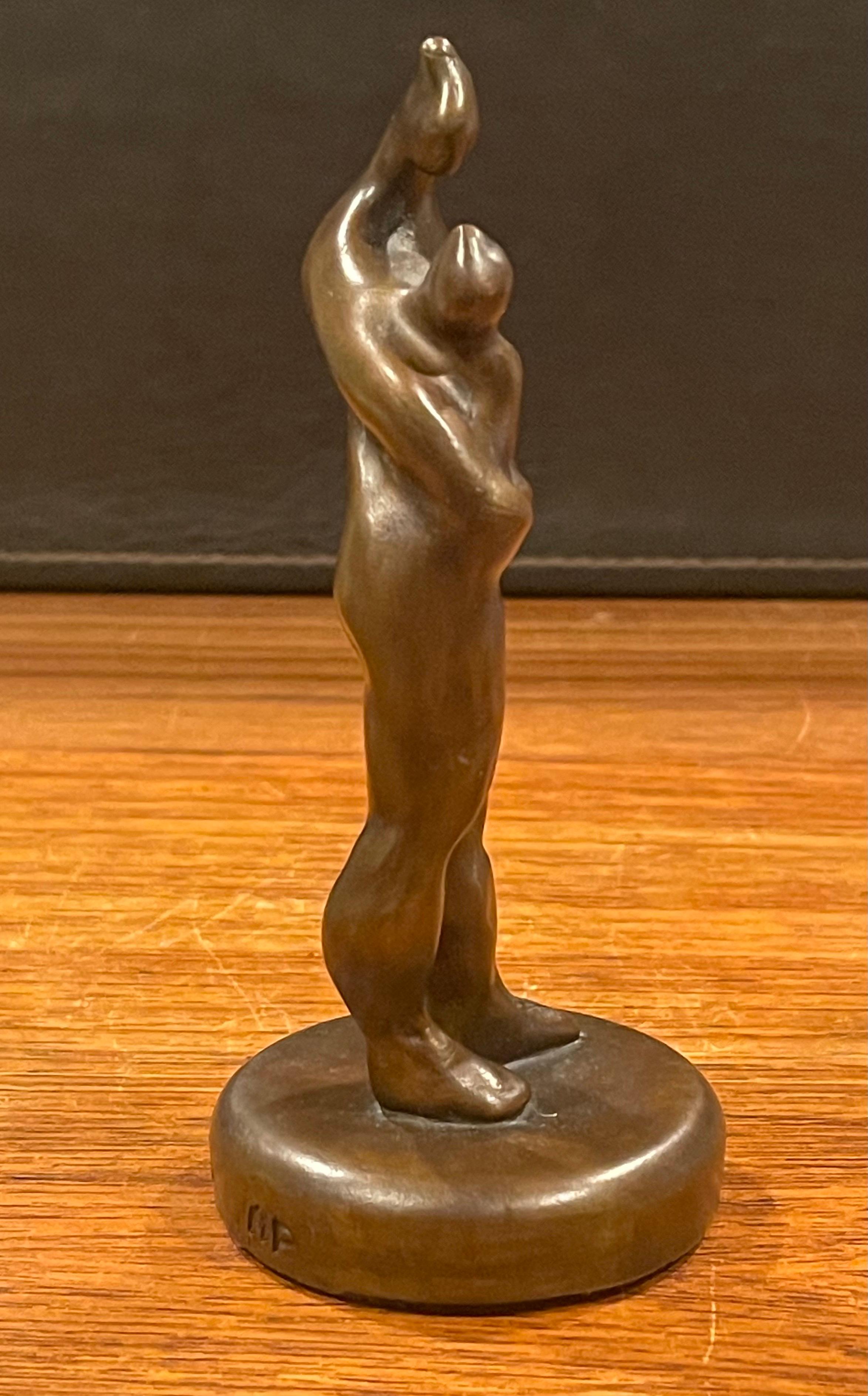 Small Bronze Mother & Child Sculpture by Nobe Babayan For Sale 1