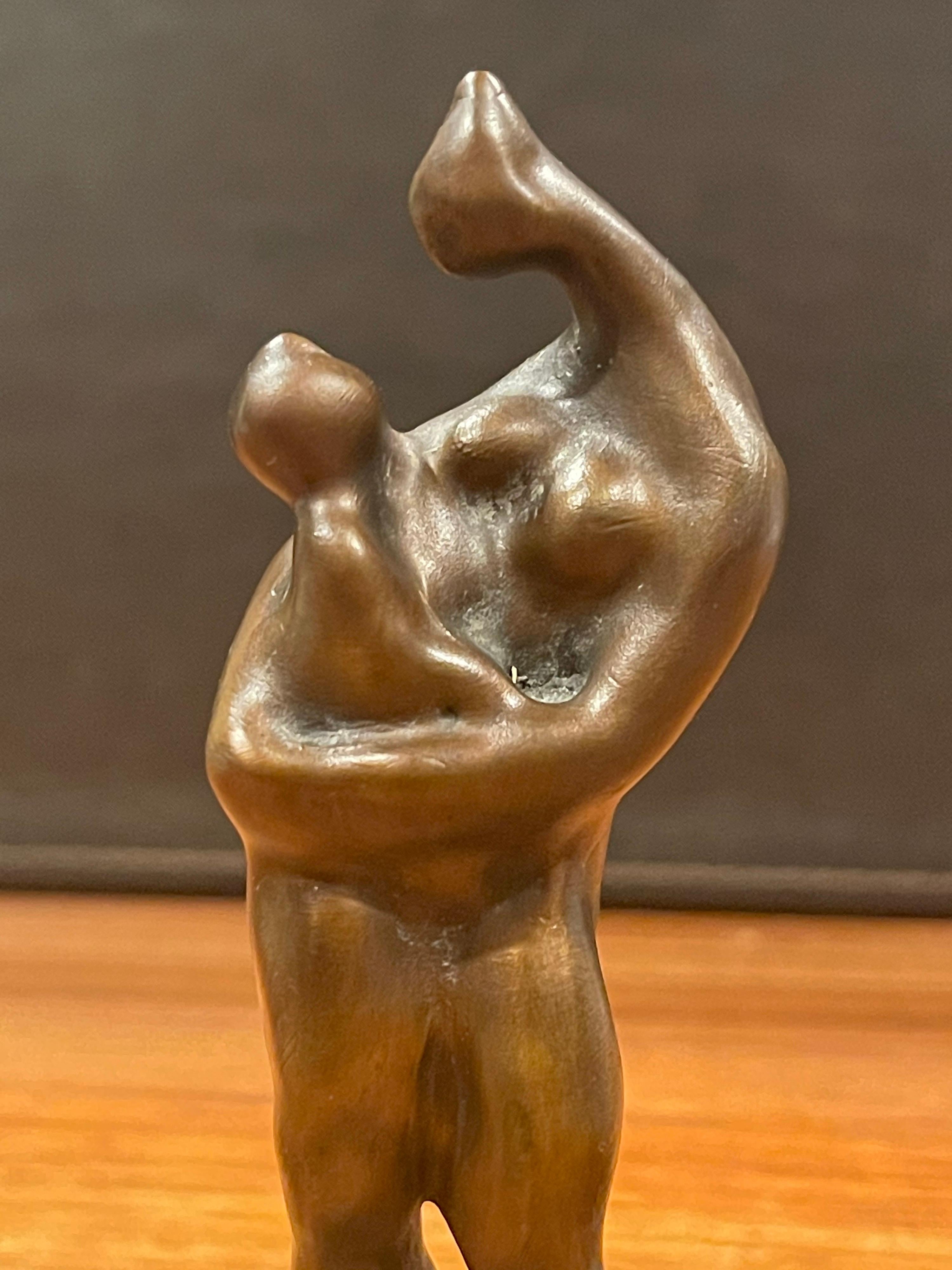 Small Bronze Mother & Child Sculpture by Nobe Babayan For Sale 2