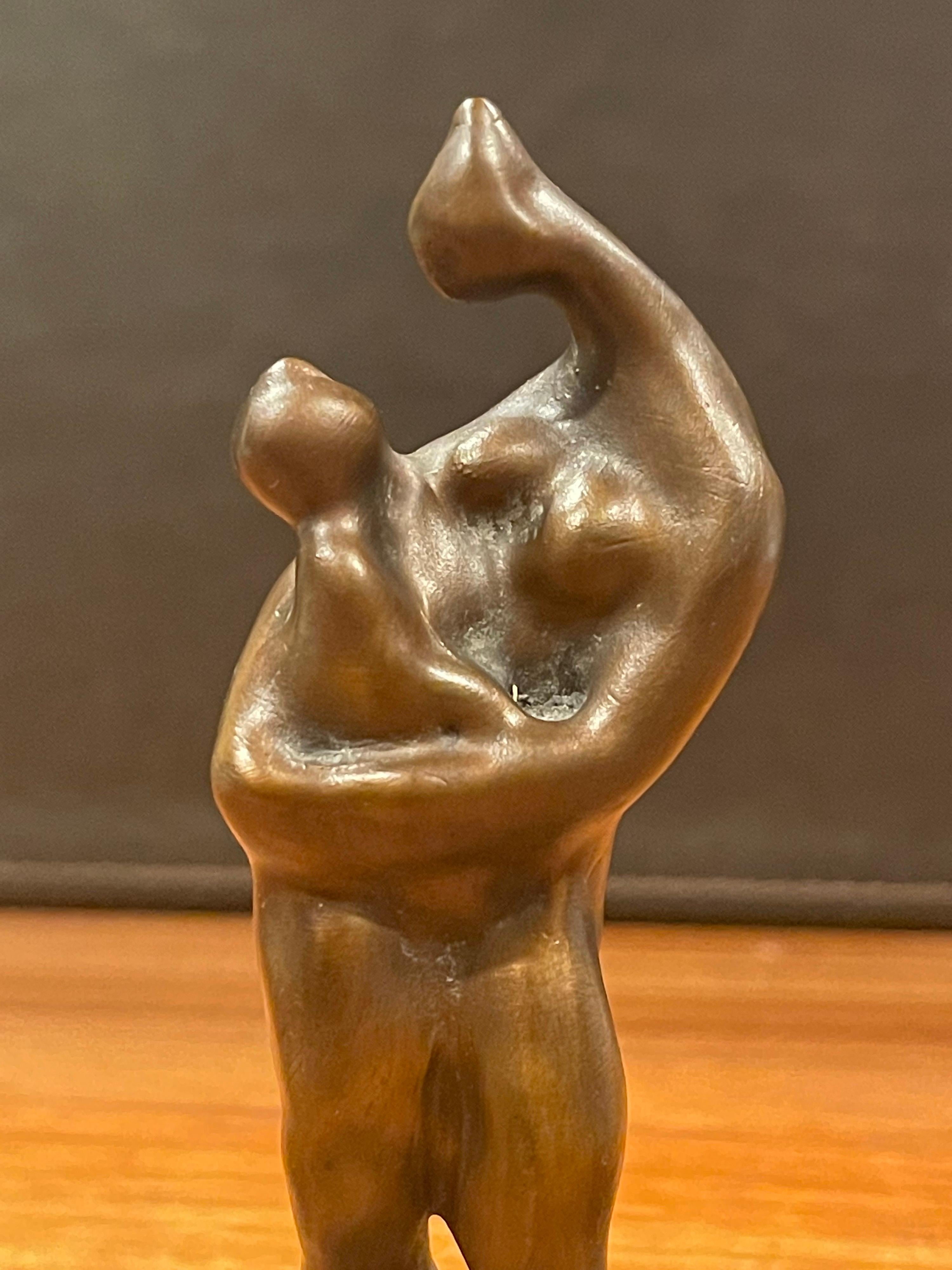 Small Bronze Mother & Child Sculpture by Nobe Babayan For Sale 3