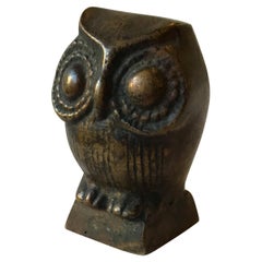 Small Bronze Owl Sculpture