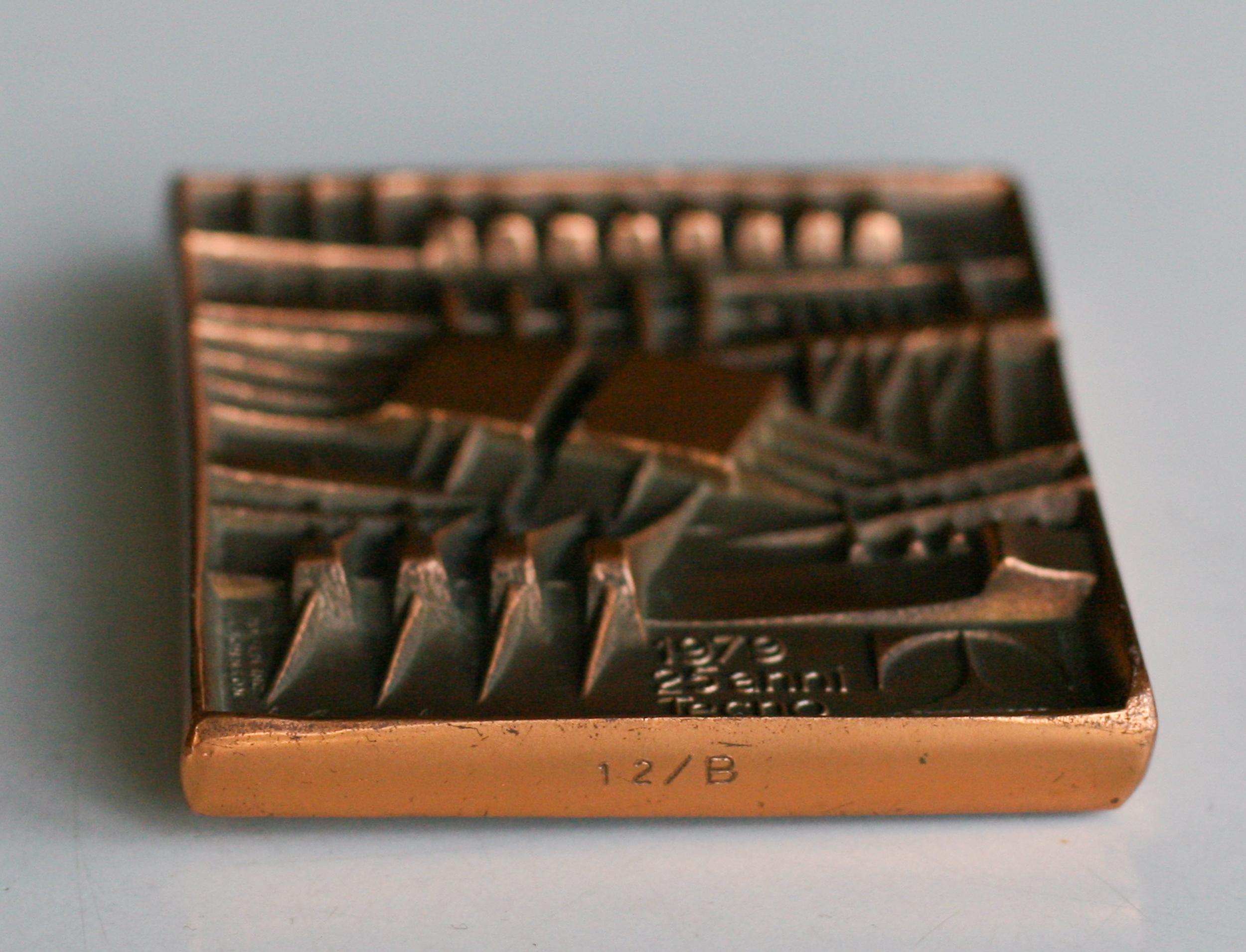 Small Bronze Plaque by Arnaldo Pomodoro In Excellent Condition For Sale In Dronten, NL