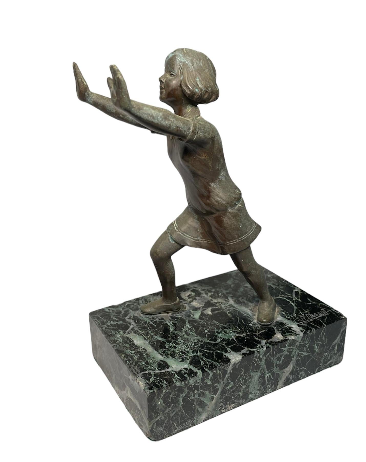 Small Bronze Sculpture Of A Girl Who Is Stretching  5