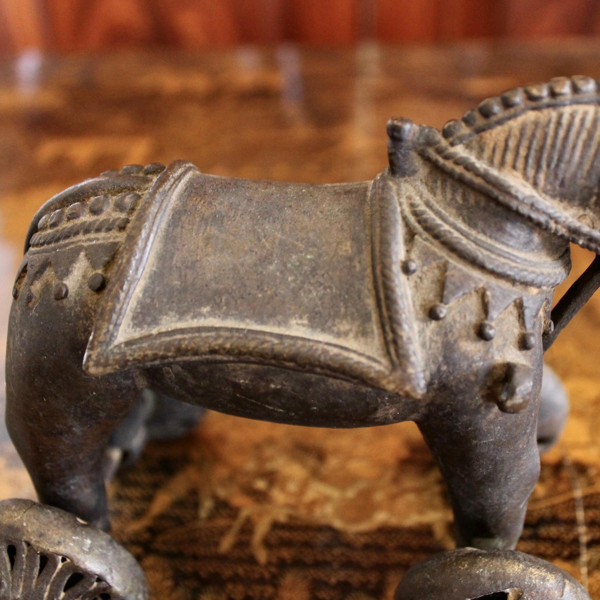Indian Small Bronze Sculpture Of A Stallion, 
