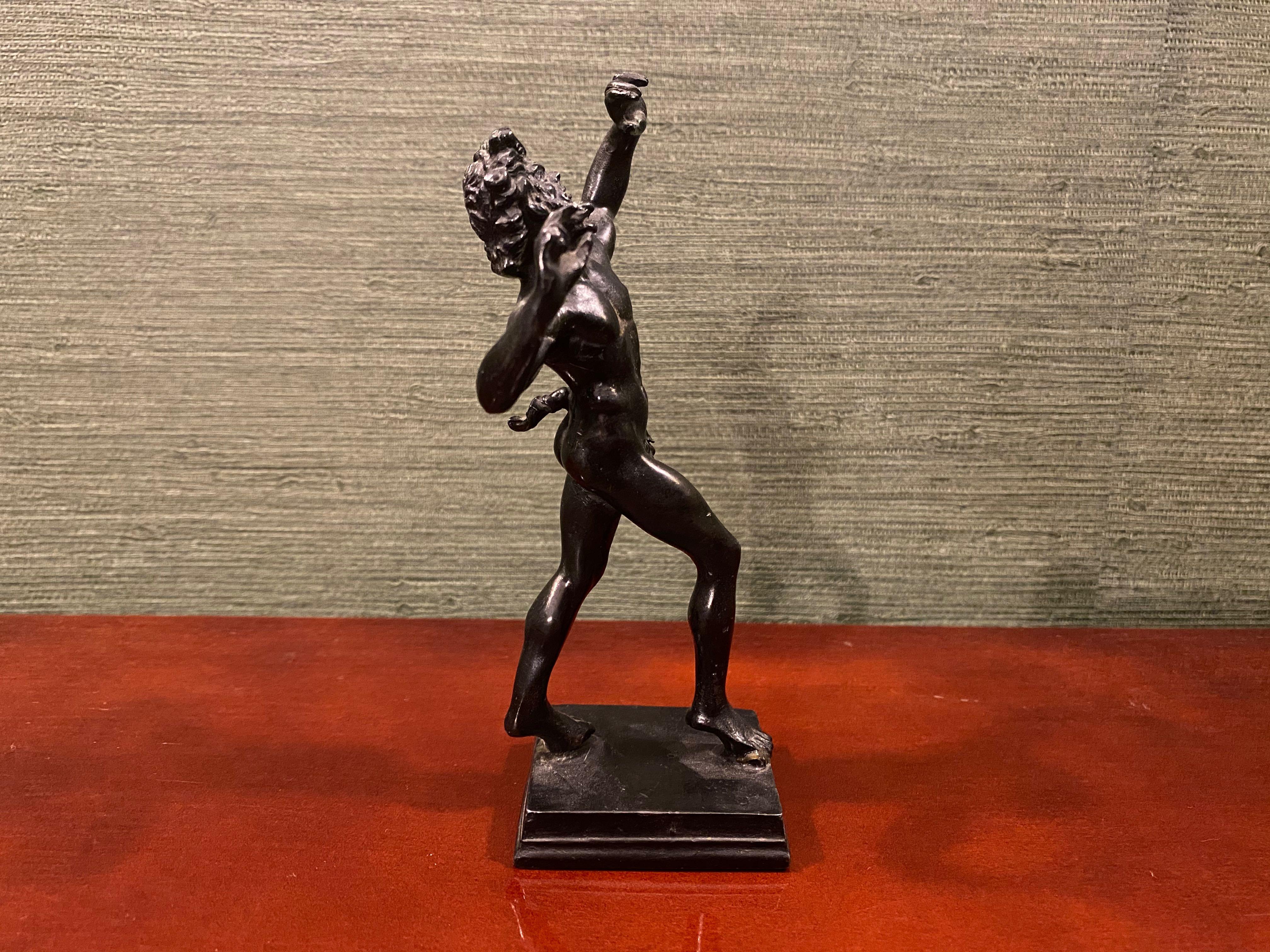 Grand Tour Small Bronze Sculpture of the Dancing Faun of Pompeii