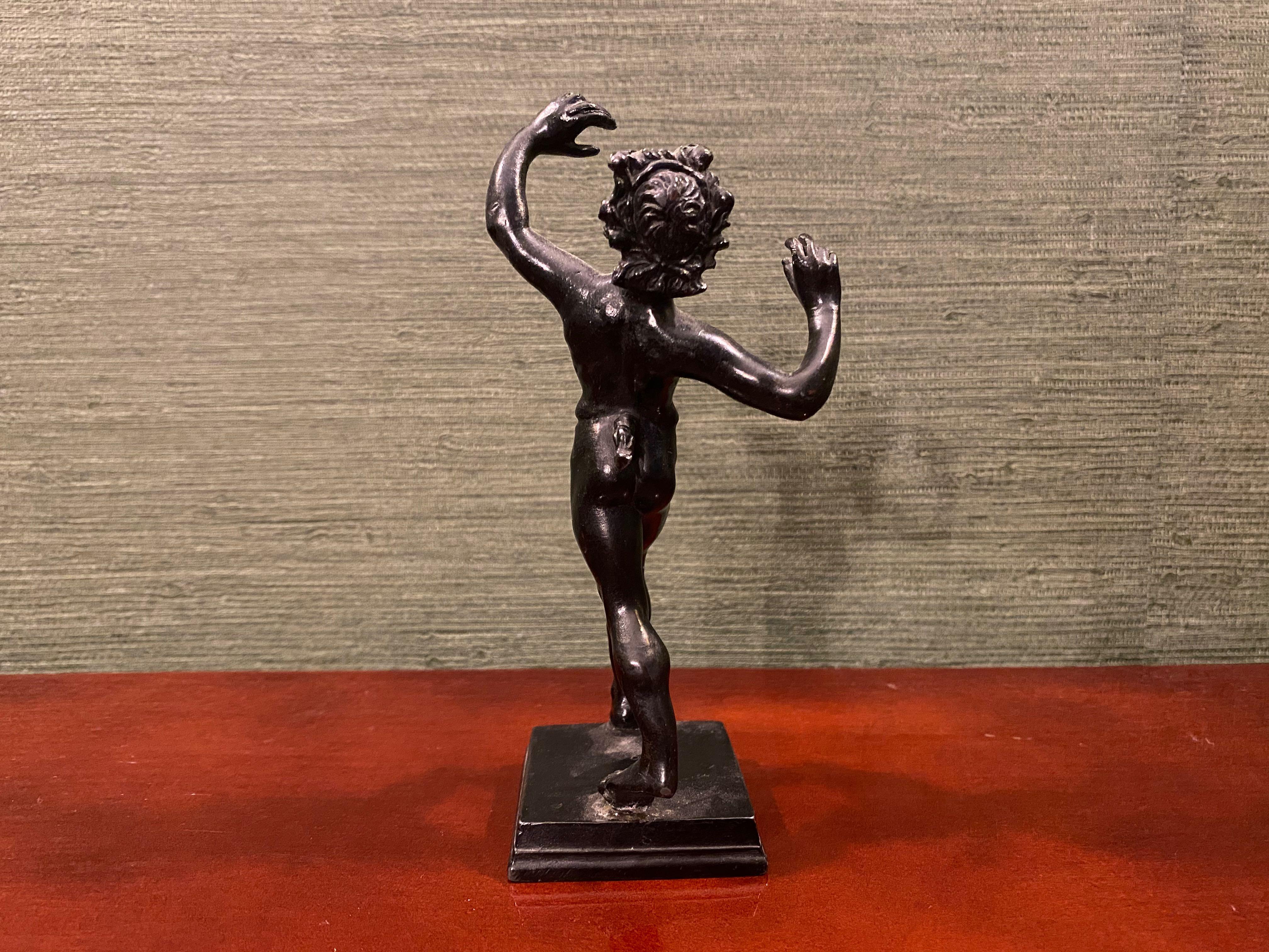 Small Bronze Sculpture of the Dancing Faun of Pompeii In Good Condition In London, London