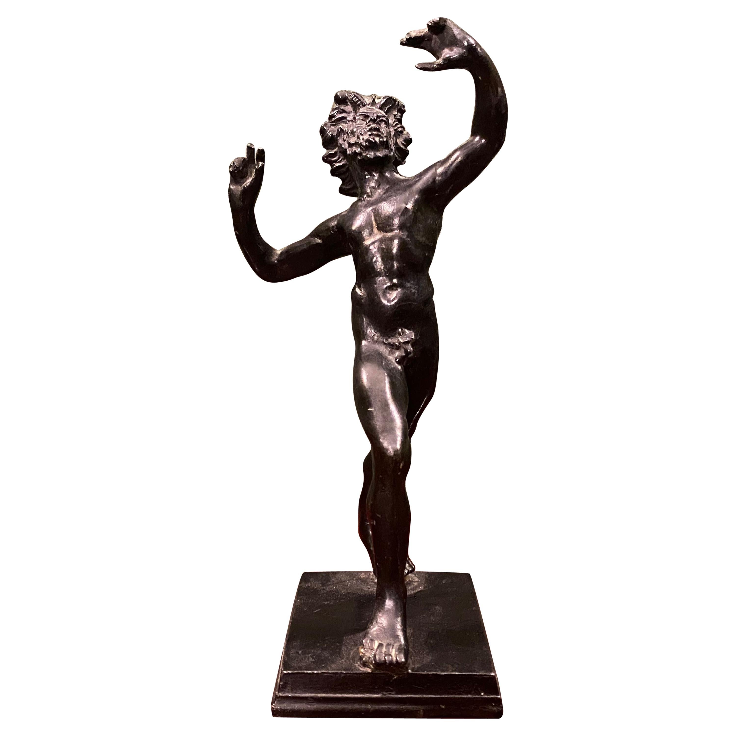 Small Bronze Sculpture of the Dancing Faun of Pompeii
