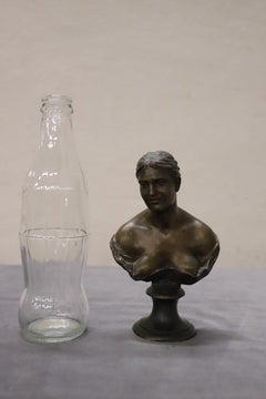 Small Bronze Sculpture Signed Gemito, Bust of a Young Woman