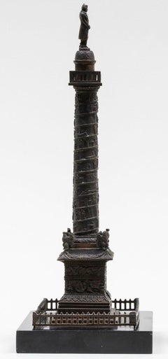Small Bronze Statue of the Vendôme Column on Marble Base