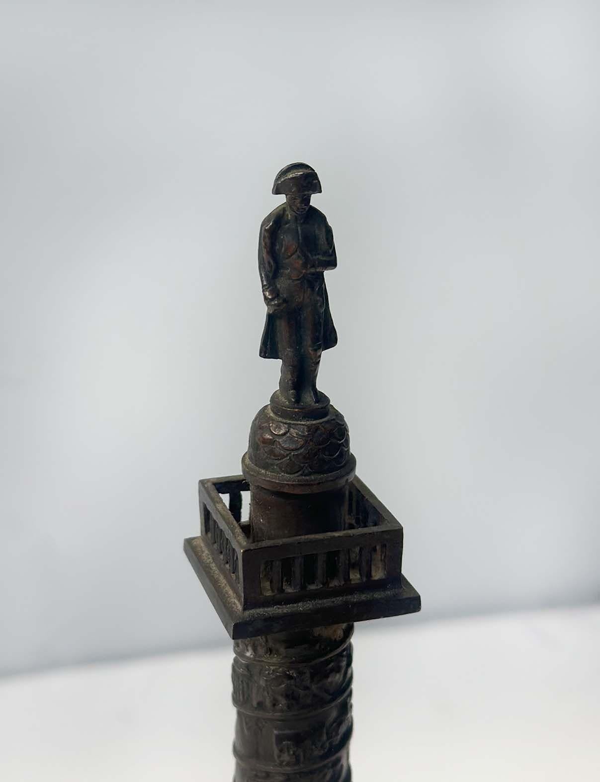 French Small Bronze Statue of the Vendôme Column on Marble Base For Sale