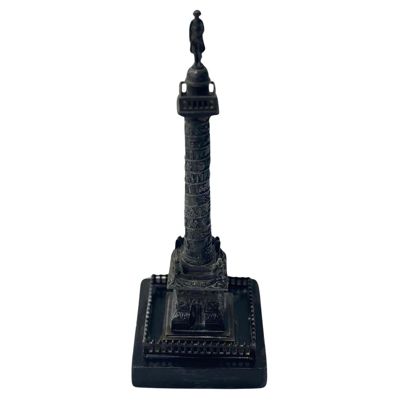 Small Bronze Statue of the Vendôme Column on Marble Base For Sale