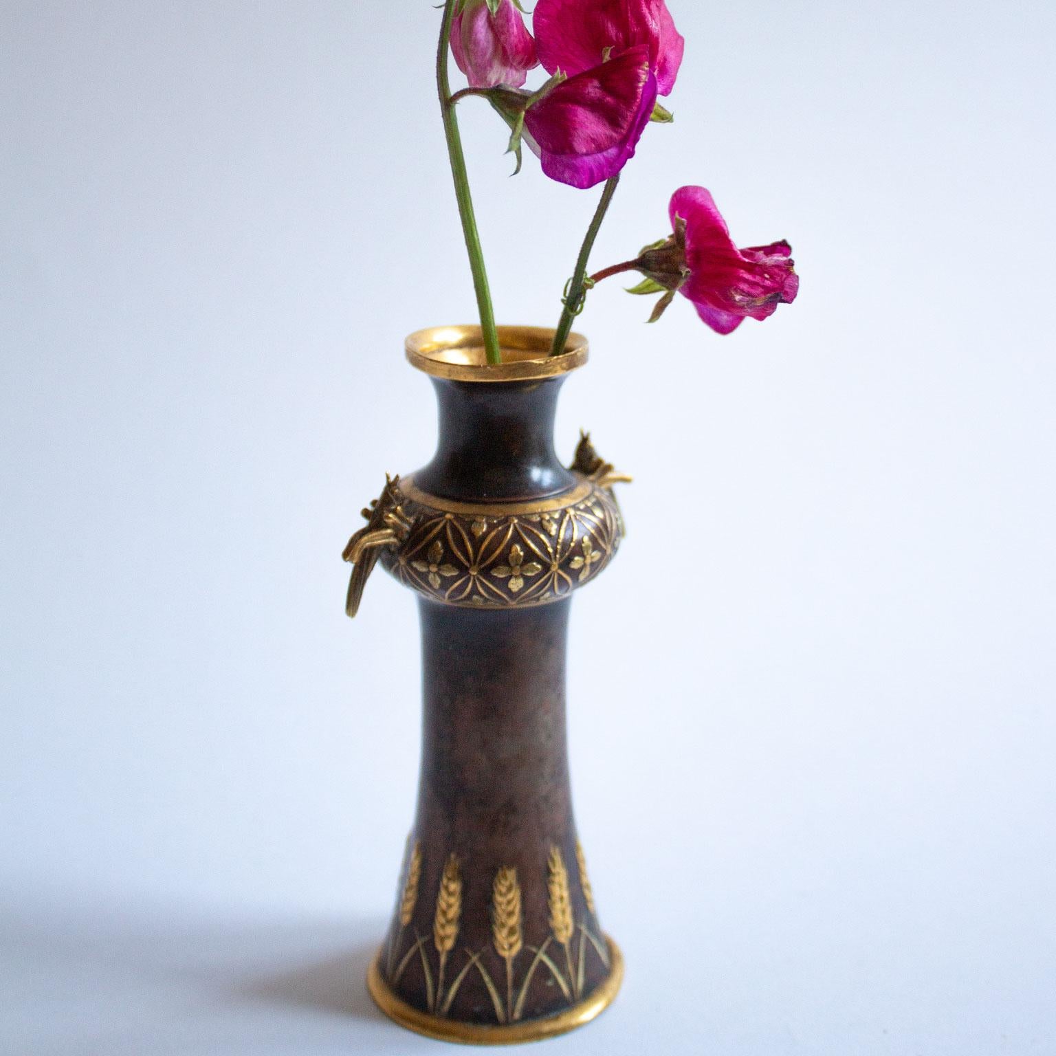 Small Bronze Vase French Art Nouveau, Christofle et Cie by Emilé Reiber In Good Condition For Sale In Stockholm, SE