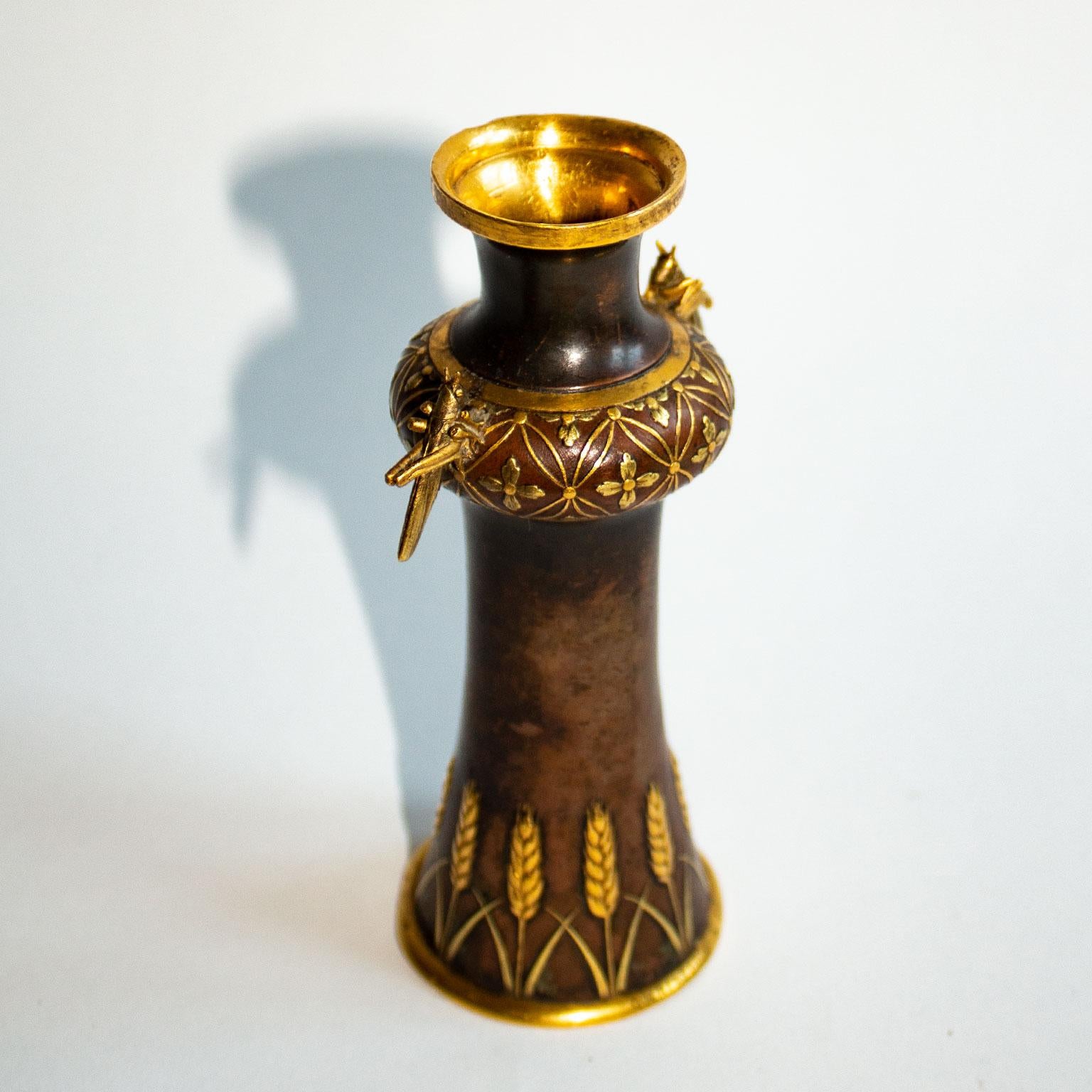 Fine XIX secolo Piccolo vaso di bronzo Art Nouveau francese, Christofle et Cie di Emilé Reiber in vendita