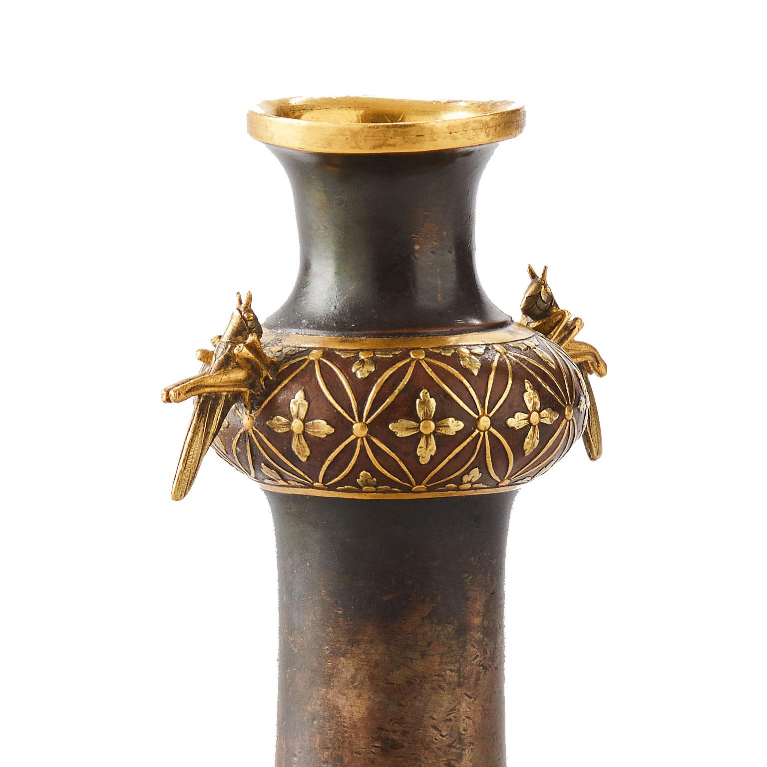Small Bronze Vase French Art Nouveau, Christofle et Cie by Emilé Reiber For Sale 2