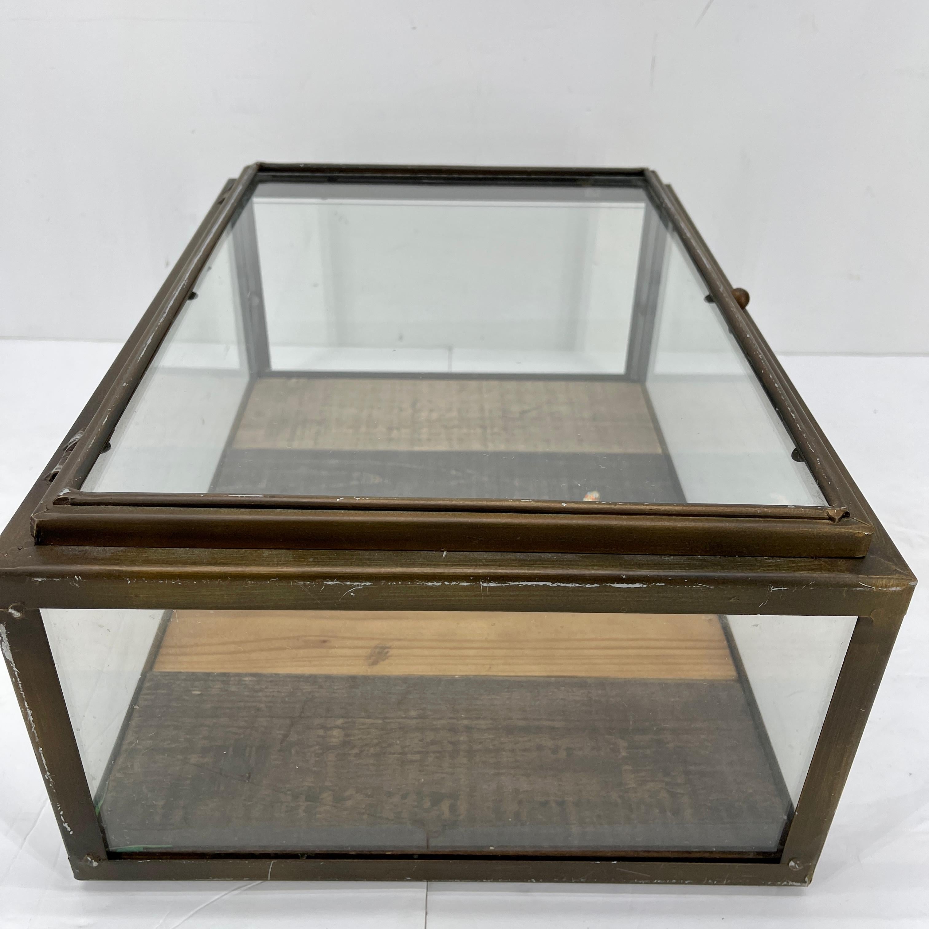 Small Bronzed Rectangular Table Display Cabinet Vitrine 10