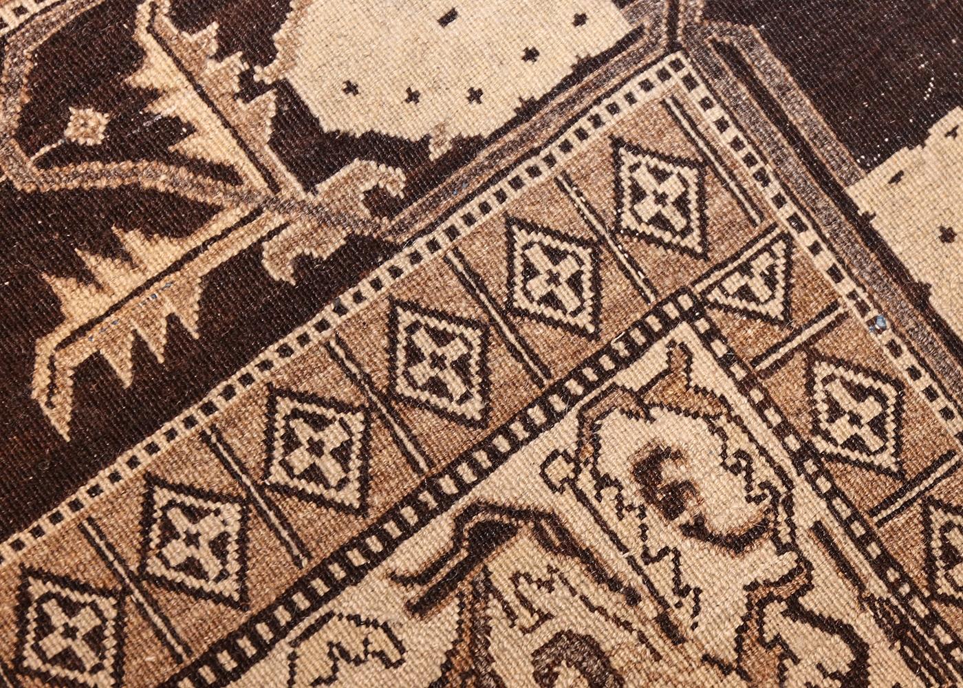 Small Brown and Ivory Antique Indian Agra Rug. Size: 4 ft x 6 ft 8 in For Sale 1