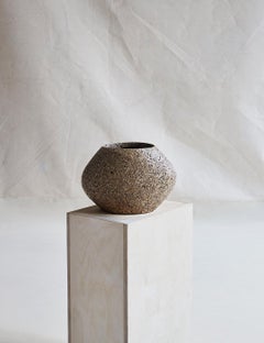 Small Brown Bulbous Wood Vase by Studio Laurence