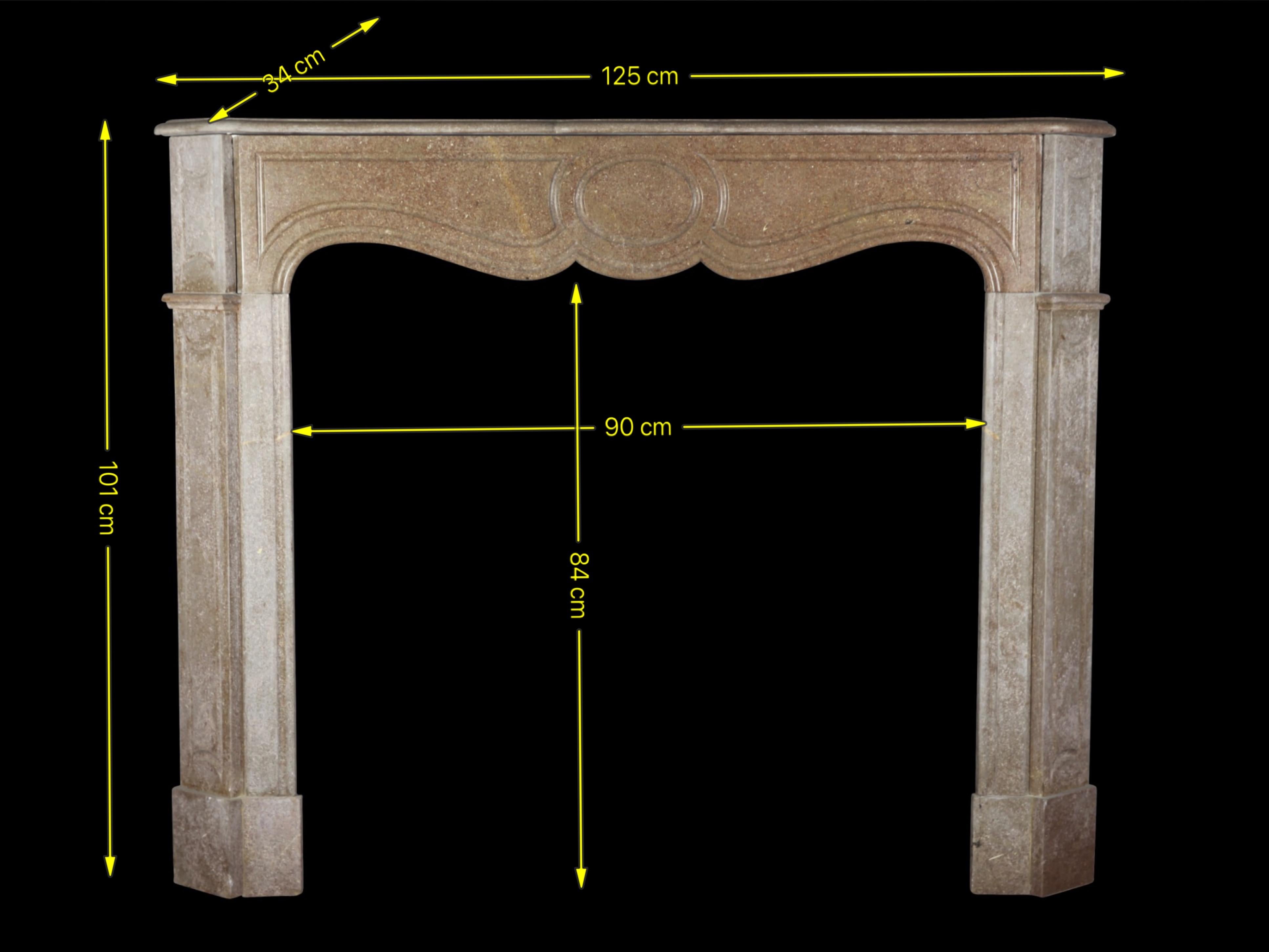 Small Brown Buxy French Antique Marble Stone Fireplace Surround 2