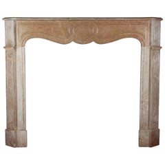 Small Brown Buxy French Used Marble Stone Fireplace Surround